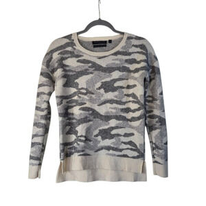 Brown Allan Merino Wool Cashmere Camouflage Soft Crewneck Sweater, Women's XS